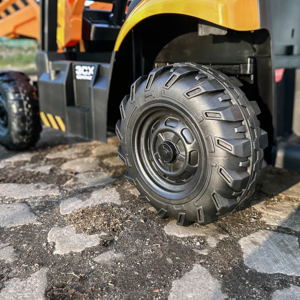 Elektrisk JCB-traktor for barn med frontlaster – 12V 70W – Gul