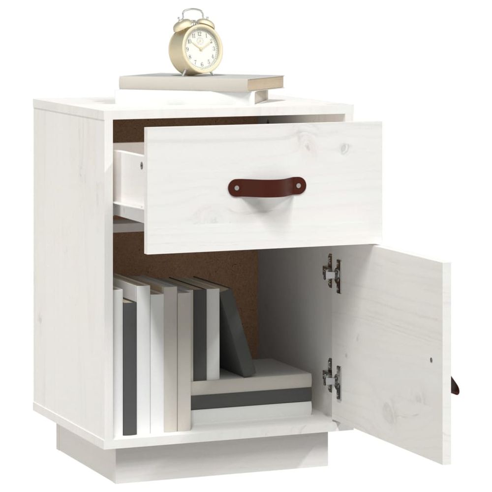 Nattbord 40x34x55 cm heltre furu - hvit
