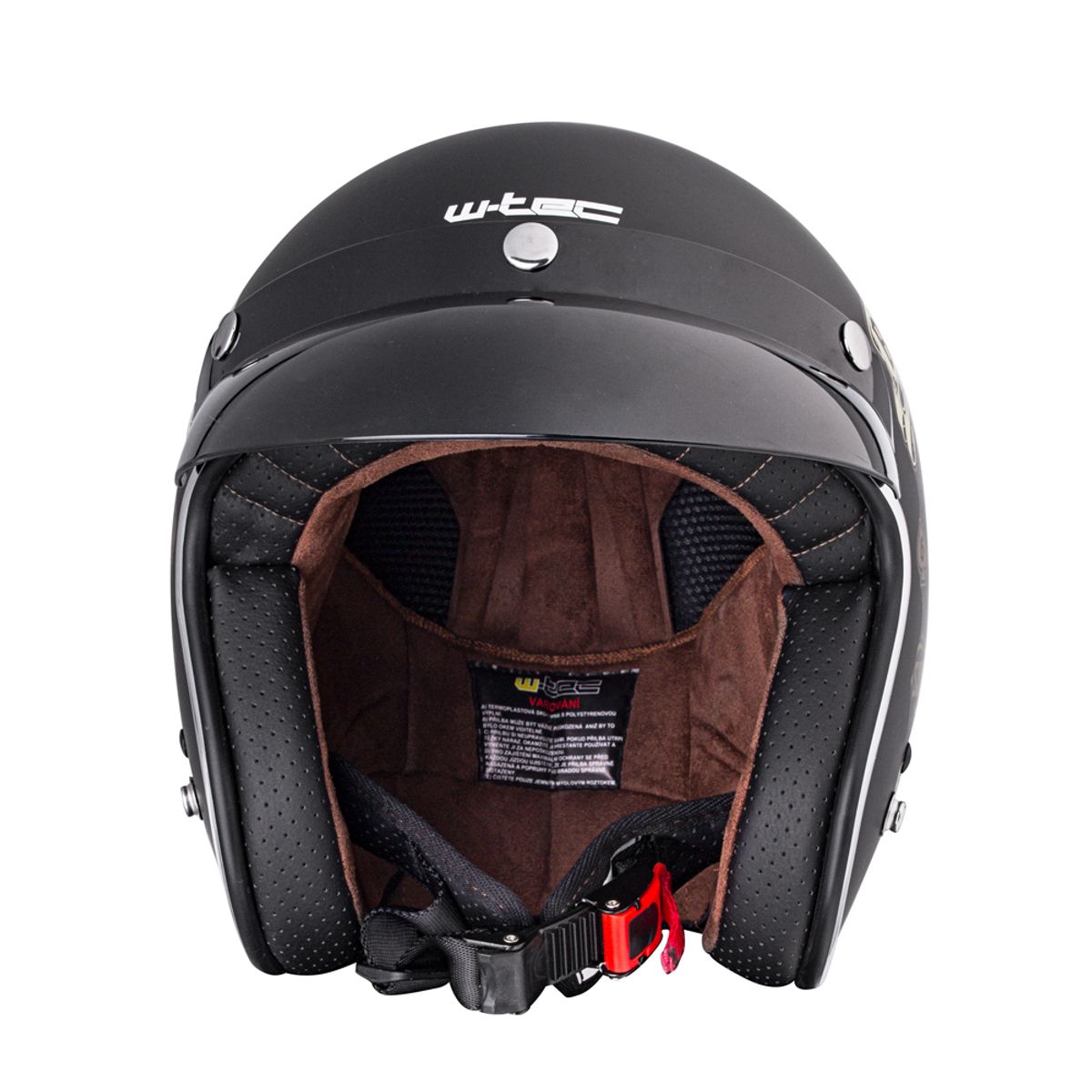 MC hjelm W-TEC Kustom Black Heart - Starter, blank hvit