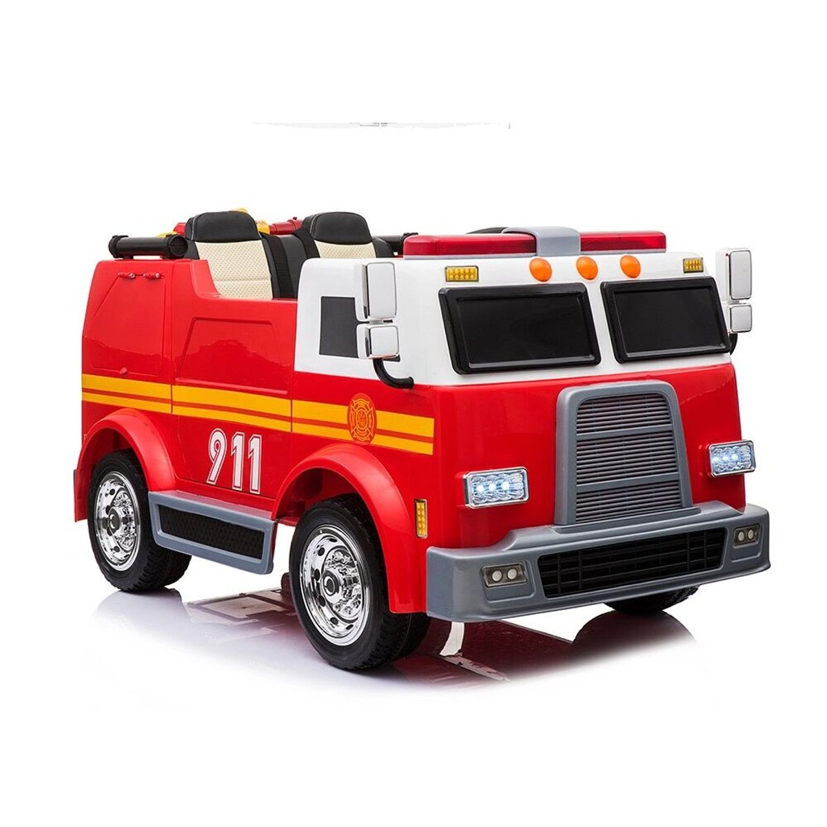 Gigantisk elektrisk brannbil for barn - 12V med gummihjul