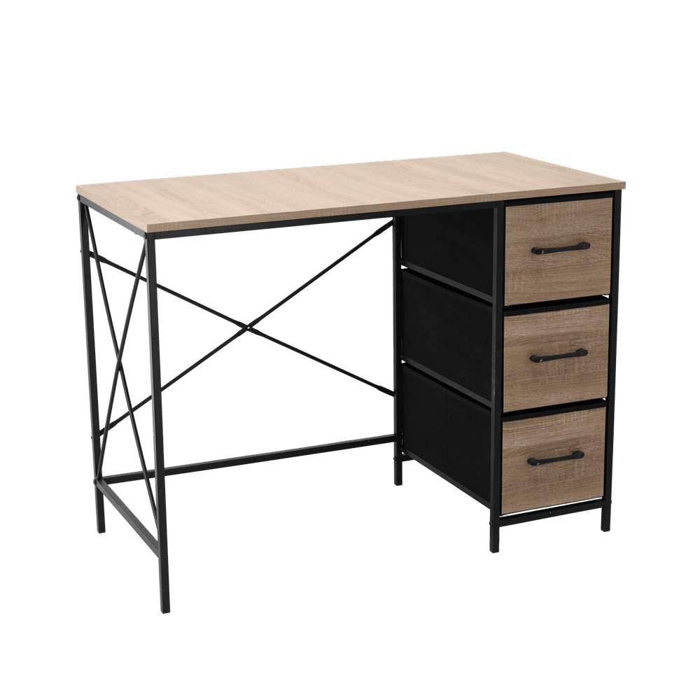 Skrivebord med 3 stoffskuffer - 100 x 50 x 75 cm