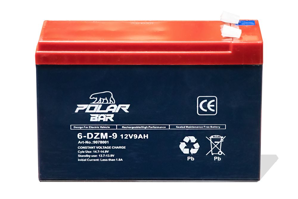 Polar Bär 12V 9Ah AGM 6-DZM-9 Batteri til barnekjøretøy