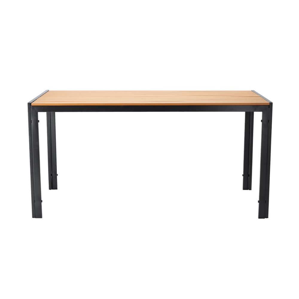 Stålbord til hage med polywood bordplate 150 × 90 × 73 cm svart