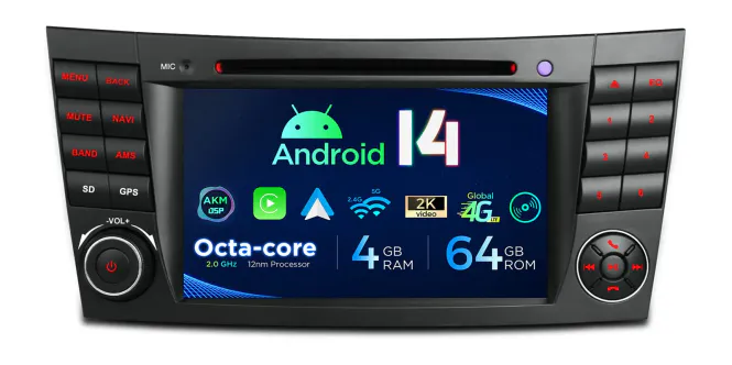 Hovedbilde Android 14 bilstereo Mercedes W211/W219 4GB+64GB 4G LTE