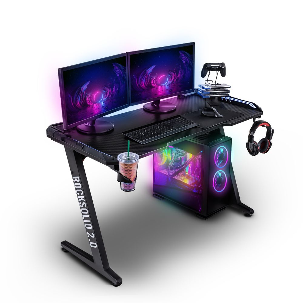 Gaming bord - Rocksolid 2.0 EVO carbon style - LED lys